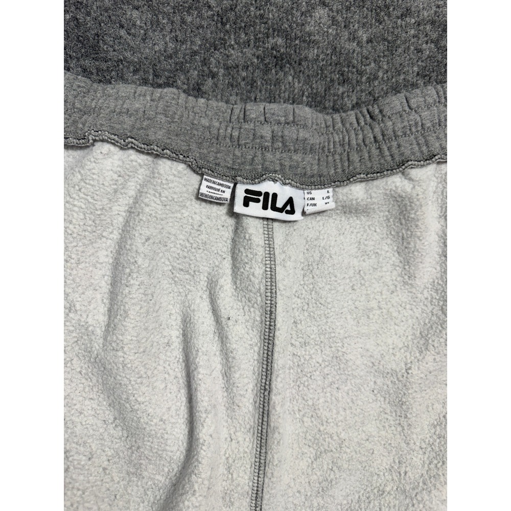 Fila Joggers Mens L Gray Fleece Sweatpants Spellout Ankle Cuff Pants Big Logo - Picture 3 of 5